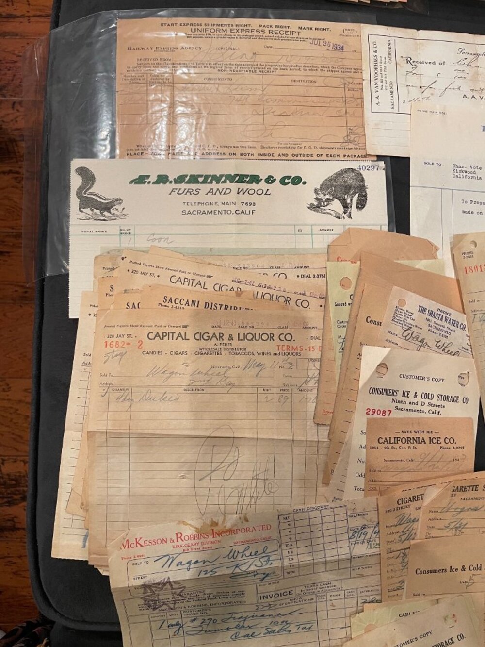 Vintage Business Invoice & Receipt Lot 1930s-1940s Sacramento CA Ephemera Histor
